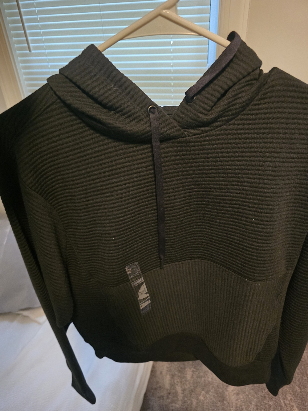 Girls Black Ribbed Hooded Sweater